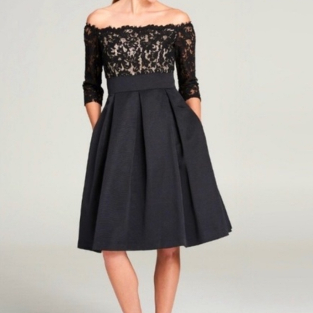 Eliza J Black Lace Overlay Skirt